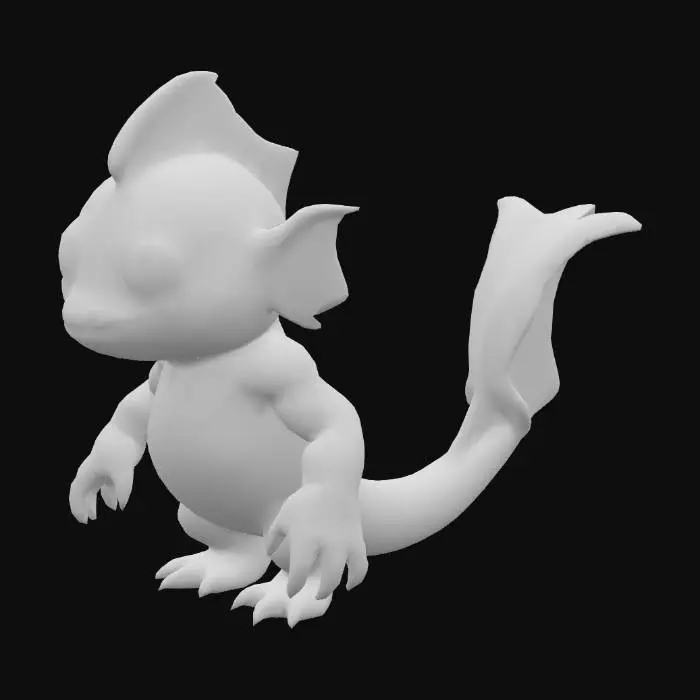 3D model for anime like pokemon, spiritual pets. fantasy,Big and muscular elemental. madness, psychic carp.
