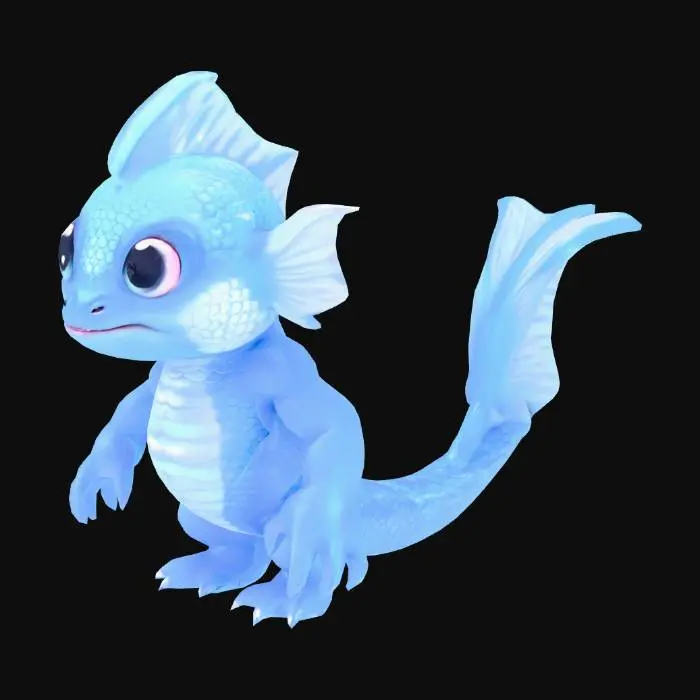 3D model for anime like pokemon, spiritual pets. fantasy,Big and muscular elemental. madness, psychic carp.
