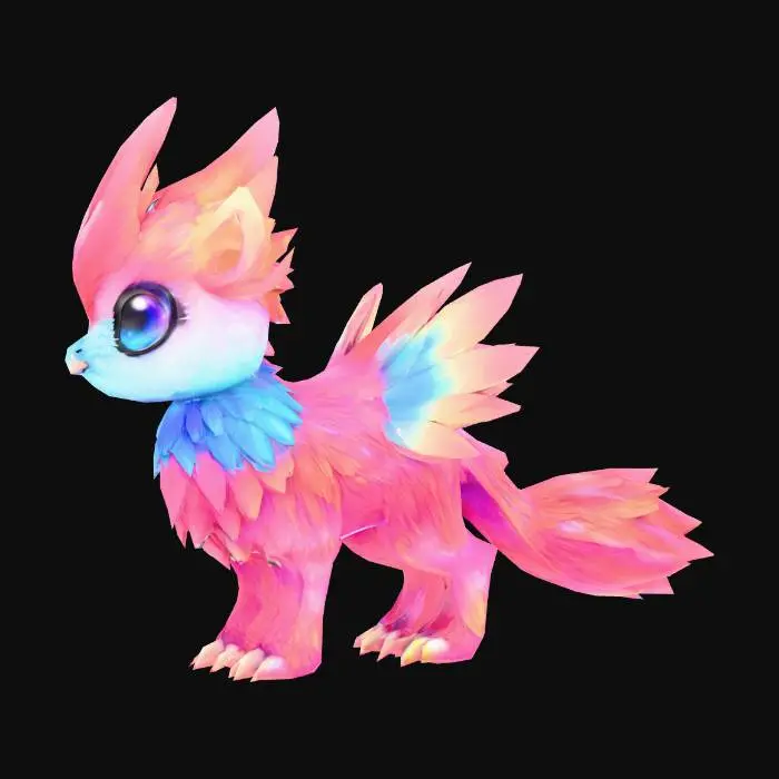 3D model for anime like pokemon, spiritual pets. fantasy,Stylized, colorfull, epic and cute Peryton