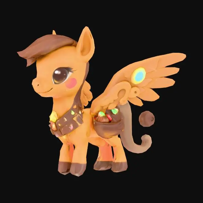 3D model for anime like pokemon, cute animal spiritual pets. fantasy, chibi, fantasy, elemental. Chocolate mount, made of chocolate,Peryton griffin, mytical beast. wing. saddle Chocolate and candies. Peryton