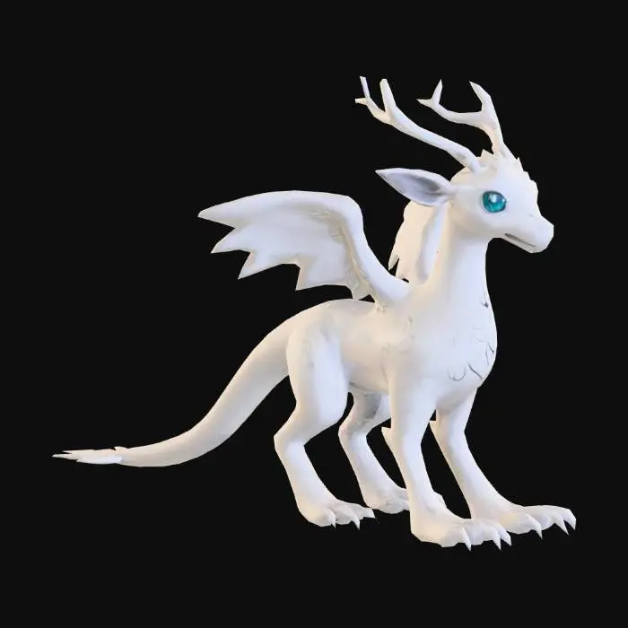 3D model for anime like pokemon, spiritual pets. fantasy,Stylized, epic and cute Peryton, mythical creature