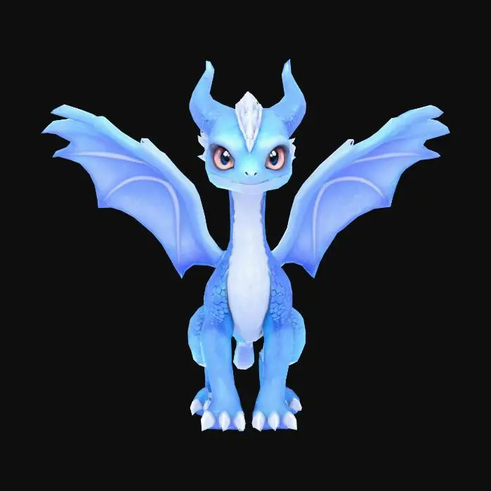 3D model for anime like pokemon, spiritual pets. fantasy,Stylized, epic and cute Peryton, mythical creature, wyvern, feydragon