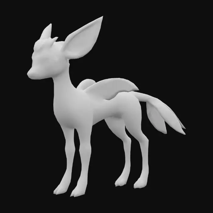 3D model for anime like pokemon, spiritual pets. fantasy,Stylized, epic and cute Peryton, mythical creature, wyvern, feydragon