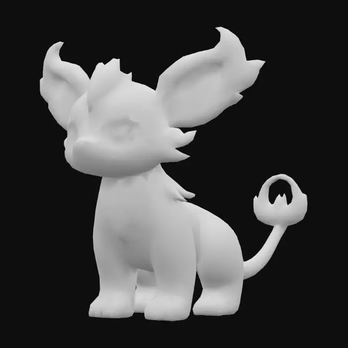 3D model for anime like pokemon, spiritual pets. fantasy,Stylized, epic and cute deep wood, magical forest mythical creature,