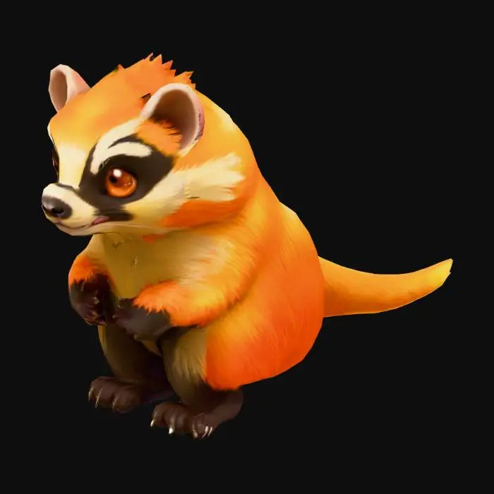 3D model for anime like pokemon, spiritual pets. fantasy,Stylized, epic and cute mythical creature, Honey Badger