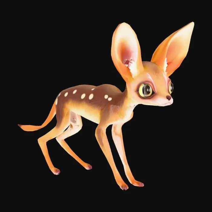 3D model for jerboa, stylized, pokemon eyes
