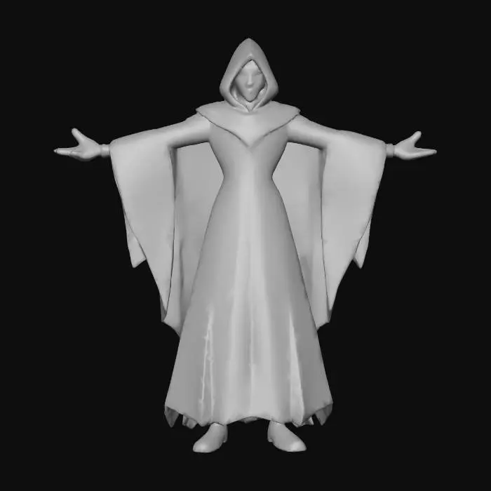 3D model for Stylized disney villain like female with big large head. soft jawline, high cheekbones, full lips, and large almond eyes. Neck is slender, leading to narrow shoulders and toned arms with short forearms and elegant hands. Torso is compact with a very narrow waist and subtle abs. Chest is natural and proportional. Hips are wide, flowing into full, rounded thighs. Legs are long and thin with gentle muscle definition in calves and smooth knees. Feet are small and arched, toes delicately sculpted. Overall silhouette is graceful, animation-friendly, and grounded in stylized realism wearing Fantasy Video game costume, in a T-Pose, leg are not touching. new Disney 3d model style or pixar stylized animated models features, MOBA RPG Digital concept art Costume., #villain#, #villain#, #villain#,