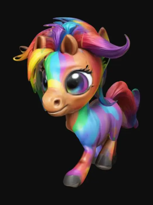 3D model for cartoon horse，rainbow  skin