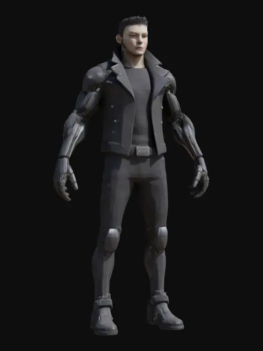 3D model for Cyberpunk male with bionic arms