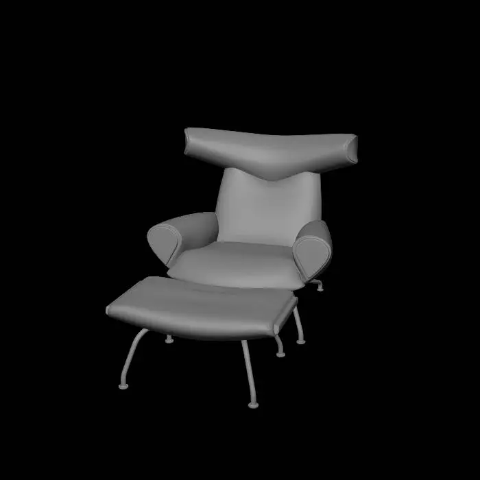 3D model for Tan Leather Lounge Chair with Ottoman