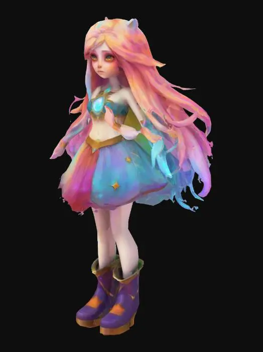 3D model for Incarnazione di malizia, immaginazione e cambiamento, Zoe è la messaggera cosmica di Targon. La sua comparsa è portatrice di avvenimenti in grado di plasmare mondi interi. La sua semplice presenza, infatti, a volte può distorcere gli equilibri metafisici alla base della realtà fino a causare cataclismi, senza alcuna intenzione malevola. Ciò può forse spiegare la noncuranza con la quale Zoe assolve ai suoi doveri, cosa che le permette di dedicare tempo a giocare, ingannare i mortali o più generalmente divertirsi. Incontrare Zoe può essere un'epifania di gioia vitale, ma con un significato nascosto e spesso molto pericoloso.