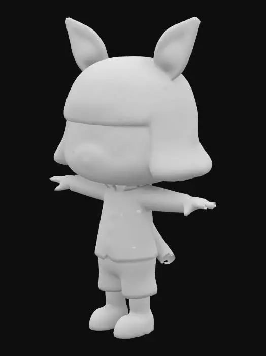 3D model for Game Assets, Animal Crossing, T-pose chibi character archer style