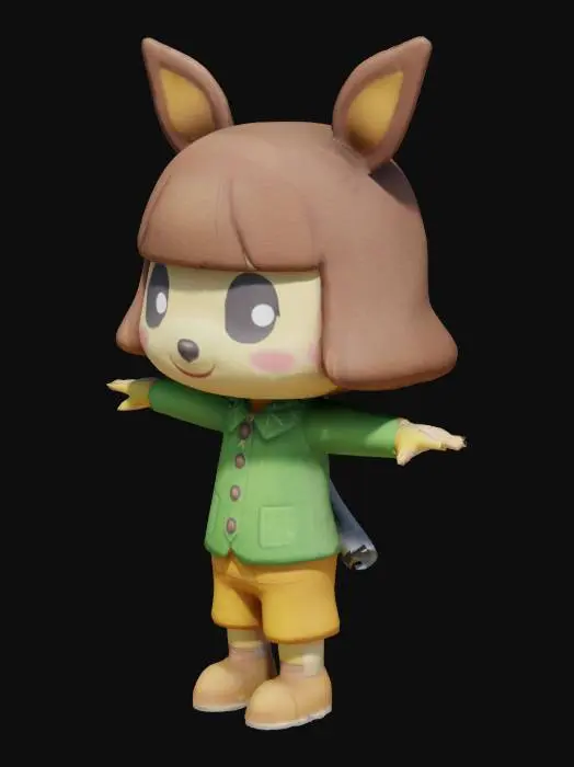 3D model for Game Assets, Animal Crossing, T-pose chibi character archer style