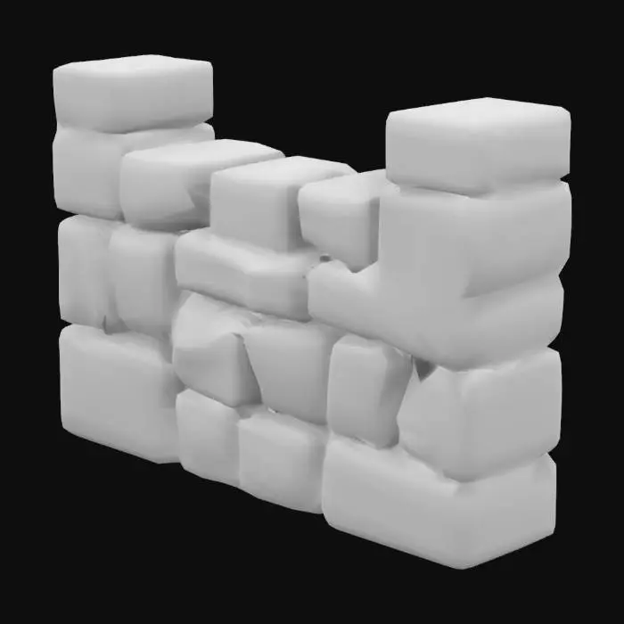 3D model for lowpoly, stone fence, geometrical shapes, game style, sharp edges,, Animal Crossing, Stone, Polished