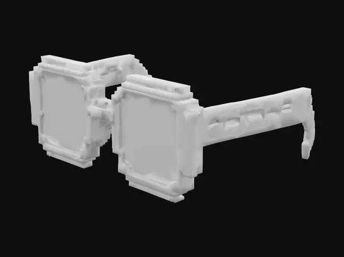 3D model for black 3d sunglasses "not on a head" they have to be visually "pixelated" and square "not folded in"
