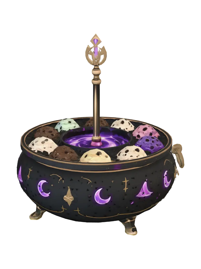 Cauldron of Ice Cream - Moonlit 3D model, vytvořený pomocí AI