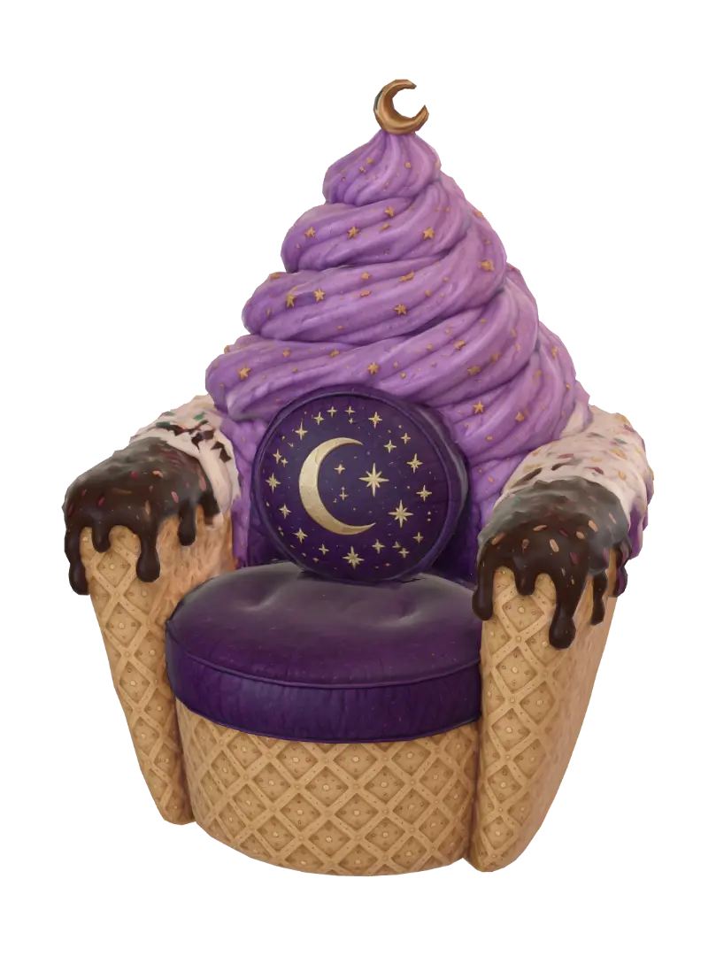 Ice Cream King or Queen Chair 3D model, vytvořený pomocí AI
