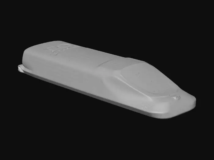 3D model for Design a small, easy-to-3D-print standalone maglev train model for FDM printing. This is a wheel-less magnetic levitation train. Do NOT include wheels, axles, bogies, or any track or rail. The underside must be smooth and slightly shaped, not flat like a normal train, to suggest magnetic levitation. The train should have a rounded aerodynamic nose, a continuous enclosed body, and subtle side skirts. Use bold, visible details only: large window shapes, simple panel lines, and intake-like accents. Avoid tiny details. One solid piece, thick walls, no thin parts. No supports, no overhangs above 45°. Length 6–8 cm. Futuristic, clean, and clearly recognizable as a maglev train.