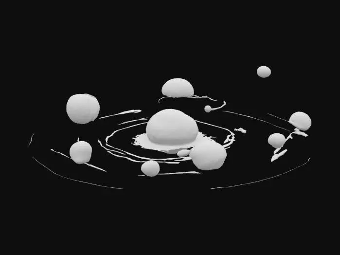 3D model for 3d holographic alien solar system map. It should look like it is on an orrery but there should be no connecting parts, just the sun and planets