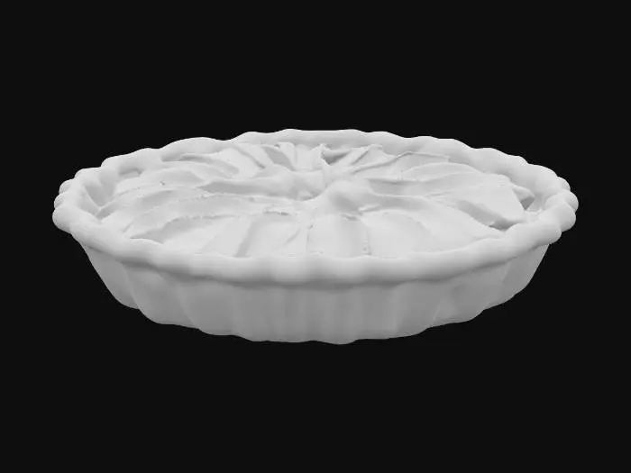 3D model for 3D model, a freshly baked apple pie with artfully arranged apple slices on top, macro photography, golden brown crust, steam rising, hyper realistic#food#