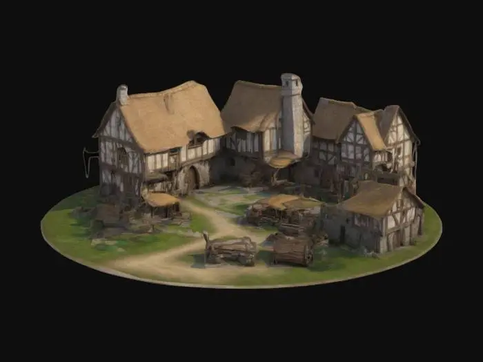 3D model for A stylized medieval village