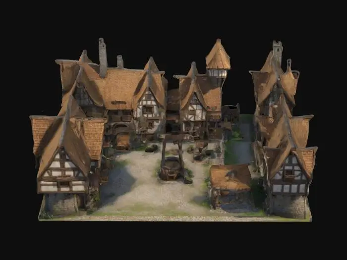 3D model for A stylized medieval village