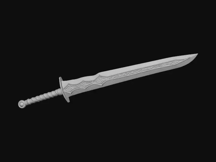 3D model for Electric Greatsword with ancient rune engravings and electric elements like mjolnir