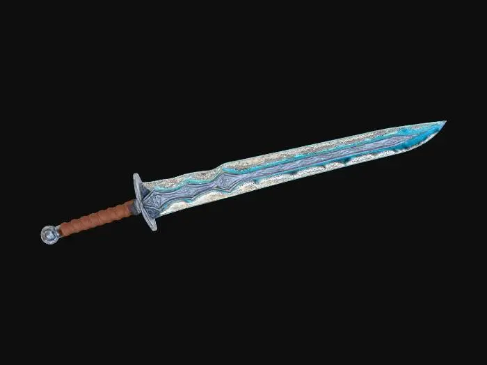 3D model for Electric Greatsword with ancient rune engravings and electric elements like mjolnir
