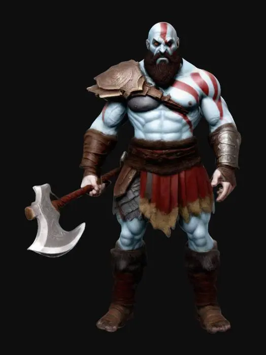 3D model for Kratos with Leviathan Axe from God of War Videogame