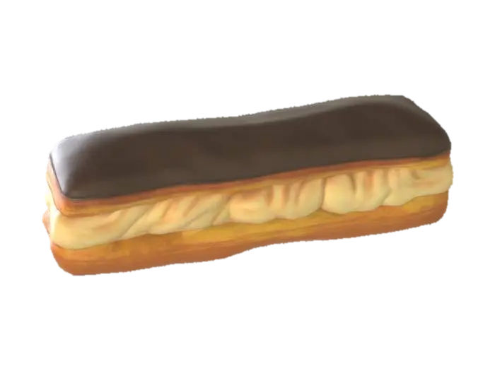 Éclair Delight - Chocolate 3D model, vytvořený pomocí AI
