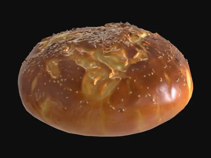 3D model for A large rich golden Pain au Levain bread loaf. 