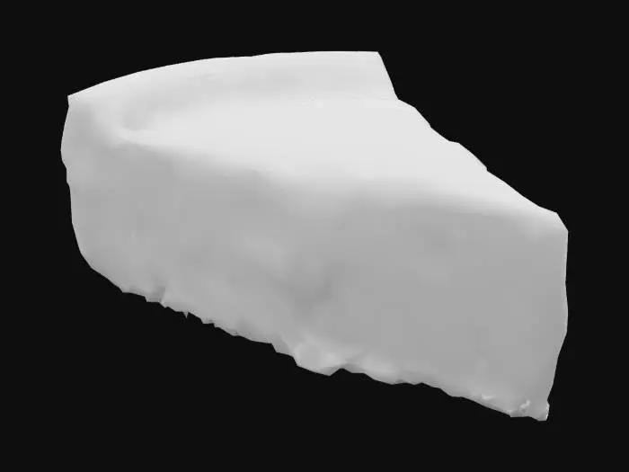 3D model for a slice of caramel dripping vanilla cheesecake.