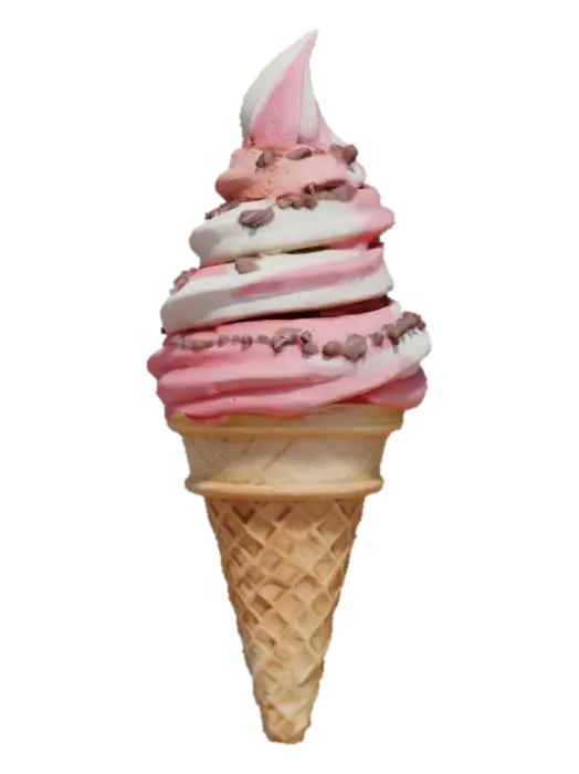 A delightful ice cream cone features two generous, soft scoops of creamy… 3D model, vytvořený pomocí AI