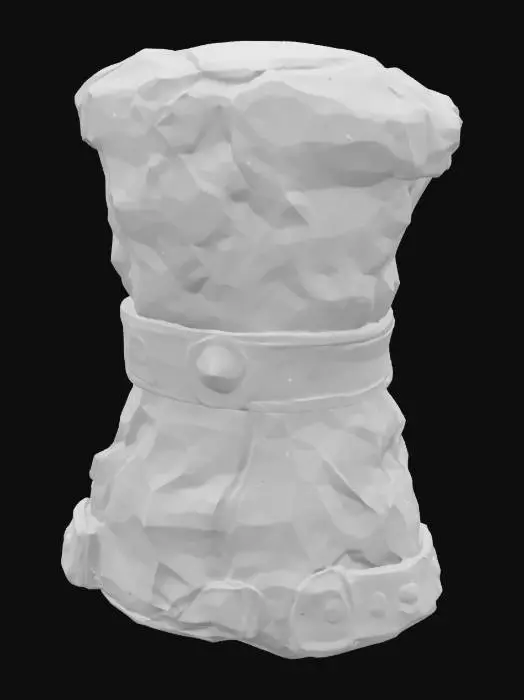 3D model for A 3D render of a Viking bellows with cracked volcanic rock casing and molten lava-filled seams, stitched leather body with charred wood handles, metal studs glowing faintly, PBR shader, clean background
