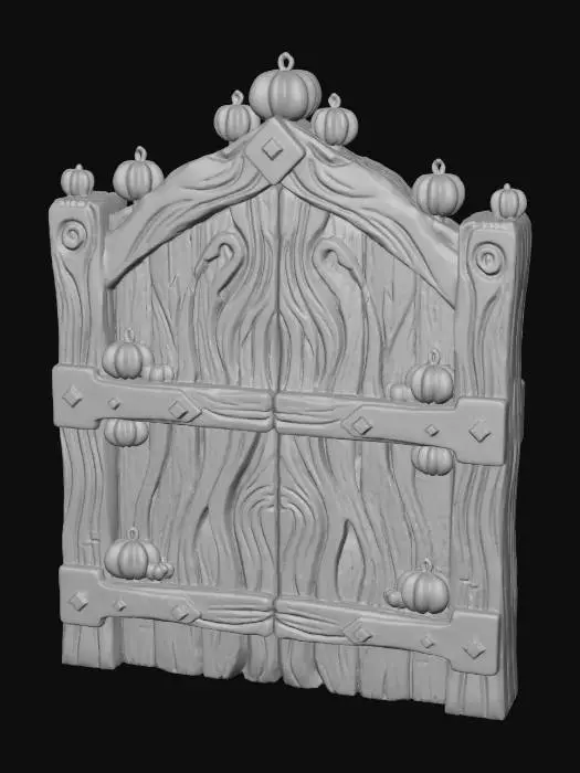 3D model for Stylized PBR 3D model of a large wooden gate decorated with pumpkins.
Wood albedo gradient with stylized grooves,
pumpkin accents emissive orange glow,
metal hinges with roughness variation,
AO baked in recesses.