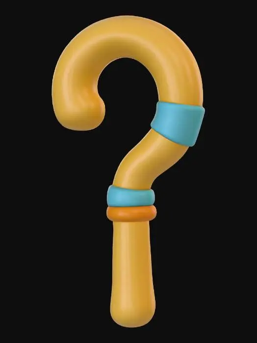 3D model for A cute, stylized 3D render of an Egyptian crook, a symbol of pharaonic power, designed with a rounded, inviting chibi clay aesthetic. The staff is a smooth, matte golden-yellow, with a subtle clay texture. Its curved top is thick and invitingly rounded, while the straight shaft is robust and simplified. Light teal accent bands adorn sections of the staff, adding a pop of color, highlighted by soft, diffused lighting.
