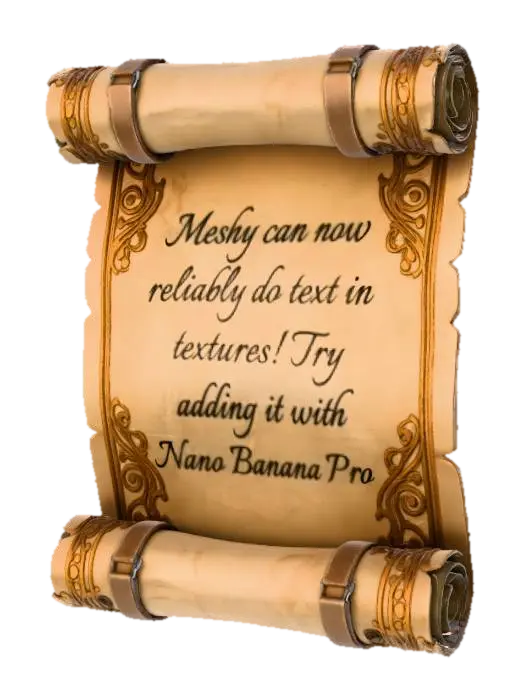 create a fantasy style parchment, its rolled at the top and bottom but open in the… - Blank 3D model, vytvořený pomocí AI