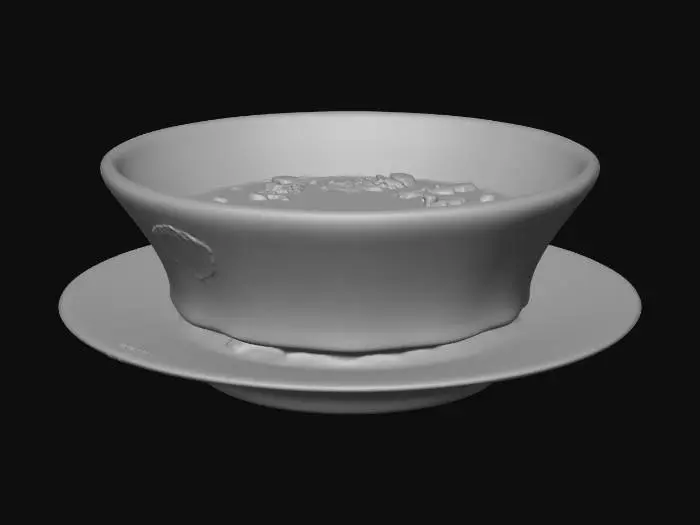 3D model for Green soup with cannabis leaf and almond crumble