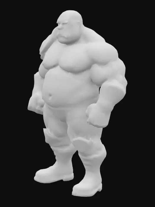 3D model for Nappa, Hunk , Bald , muscular male, massive body , mustache , micro armor , shoulder armor, boots , shirtless , Micro mini wrestling suit