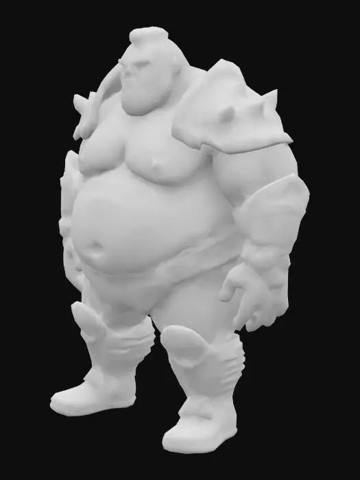3D model for Muscle , Papa, Chubby , Dark-Tan skin , crew cut , ashamed face , Micro Black armor , Micro shoulder armor, Micro Armor Briefs , boots