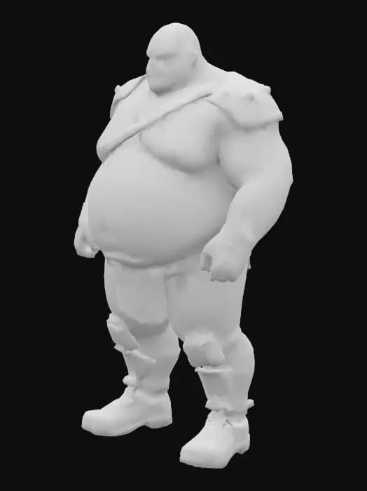 3D model for Muscle , Papa, Chubby , Dark-Tan skin , crew cut , ashamed face , Micro Black armor , Micro shoulder armor, Micro Armor Briefs , boot