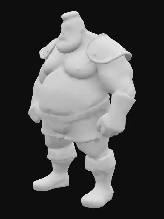 3D model for Muscle , Papa, Chubby , Dark-Tan skin , crew cut , ashamed face , Micro Black armor , Micro shoulder armor, Micro Armor Briefs , boots
