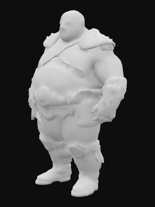 3D model for Muscle , Papa, Chubby , Dark-Tan skin , crew cut , ashamed face , Micro Black armor , Micro shoulder armor, Micro G-strings , boots