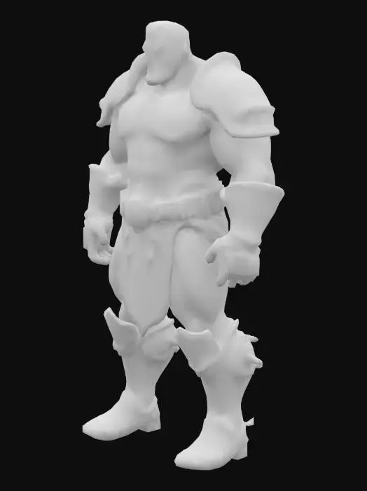 3D model for Muscle , Papa, Chubby , Dark-Tan skin , crew cut , ashamed face , Micro Black armor , Micro shoulder armor, Micro G-strings , boots