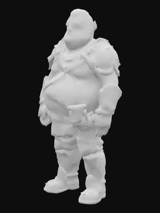 3D model for  male , fat , rounded face , massive jaw , BDSM Leather , dark-tan skin , crew cut , ashamed face , micro shouder armor , micro armor boots , (( damaged armor )) ,