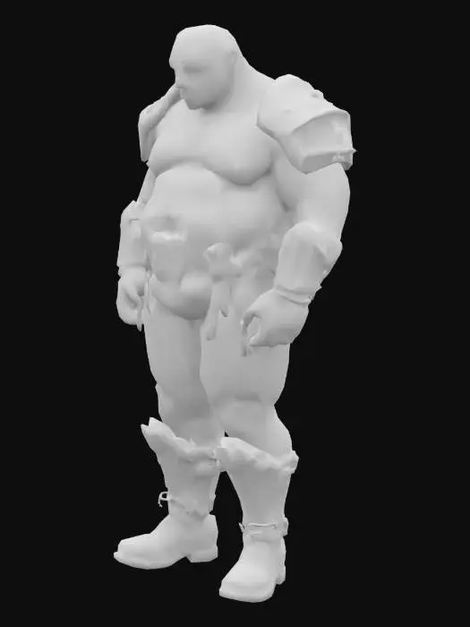 3D model for Muscle , Papa, Chubby , Dark-Tan skin , crew cut , ashamed face , Micro Black armor , Micro shoulder armor, Micro Armor Briefs , boot