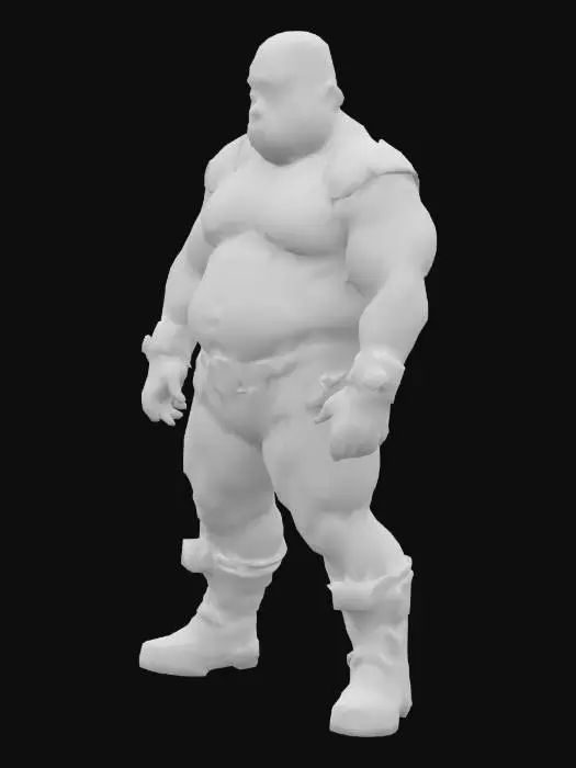 3D model for Muscle , Papa, Chubby , Dark-Tan skin , crew cut , ashamed face , Micro Black armor , Micro shoulder armor, Micro Armor Briefs , boot