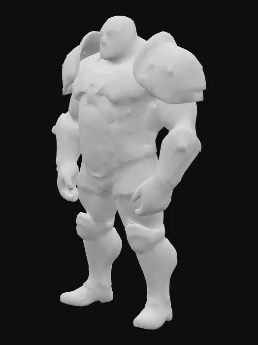 3D model for Muscle , Papa, Chubby , Dark-Tan skin , crew cut , ashamed face , Micro Black armor , Micro shoulder armor, Micro Armor Briefs , boot