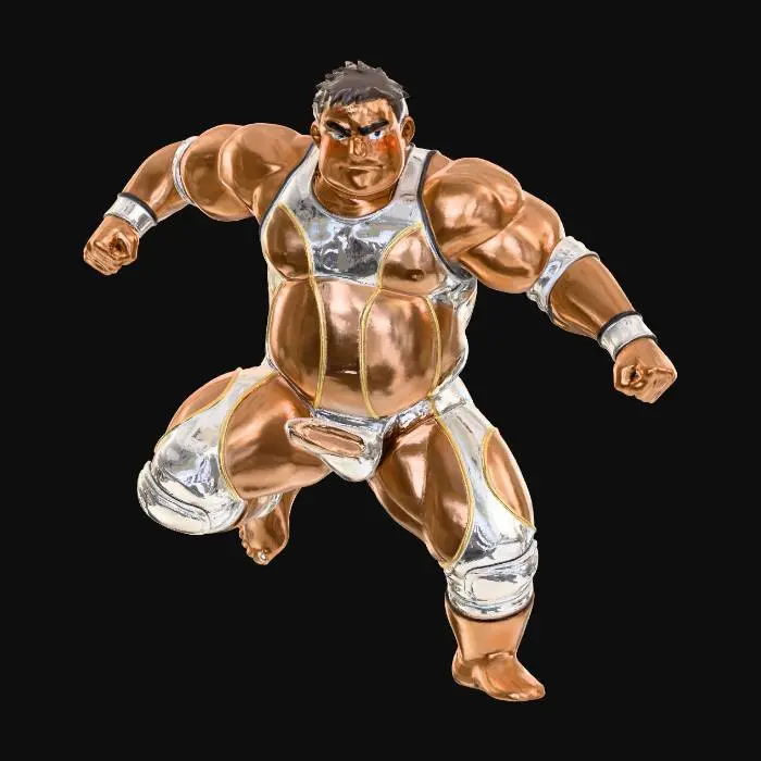3D model for Mighty Wrestler in Action