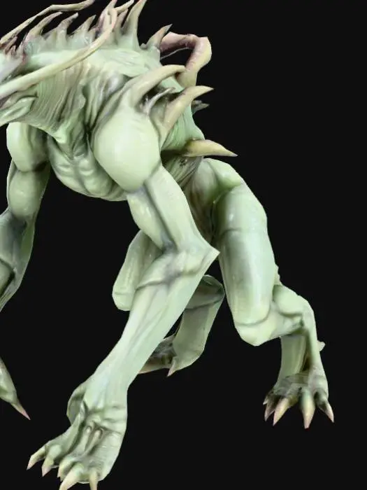 3D model for alien quadrupled, viscous, has no eye, sharp claws  and a bulky body and no eyes 